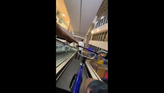 Escalator collision after indoor bike ride in Brazil