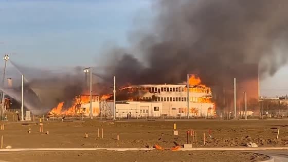 Massive blaze consumes historic WWII hangar at former Edmonton Airport