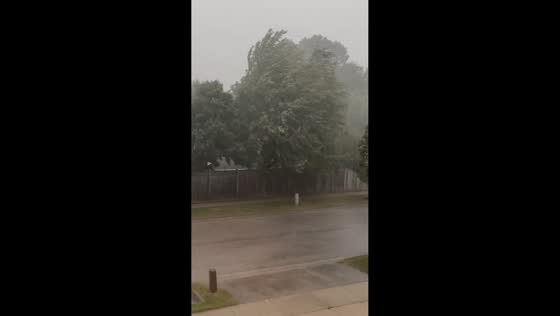 Intense storm with heavy rain and strong winds in Kitchener, Ontario, Canada