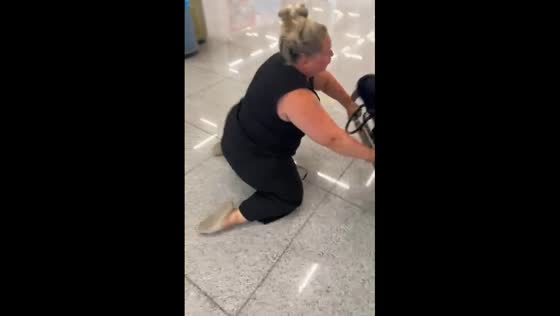 Slippery situation: Palma Airport slider mishap caught on camera