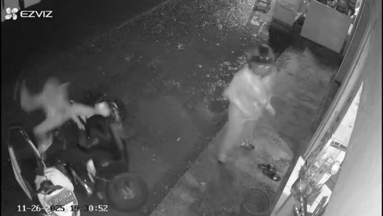 Motorcycle mishap leads to funny fall in Cilacap, Java, Indonesia