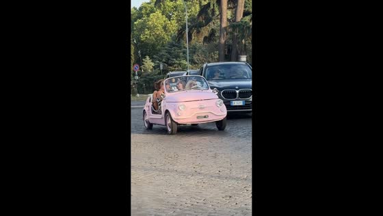 Friends’ ride nearly causes accident in Rome, Italy