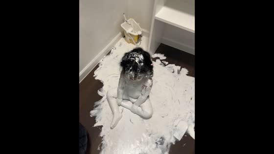 Toddler creates a paint mess in Honduras