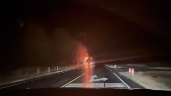 Oil tanker catches fire on highway in Anhui, China