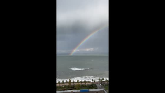 Batumi's resilient beauty: a spectacular rainbow emerges amidst the storm