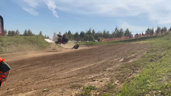 Rider loses control and ATV rolls over during race in Moscow, Russia