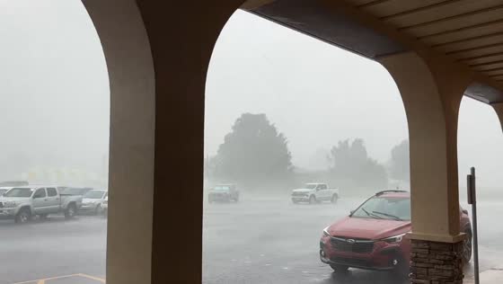 Severe storm brings torrential rain to Newcastle, Oklahoma, USA