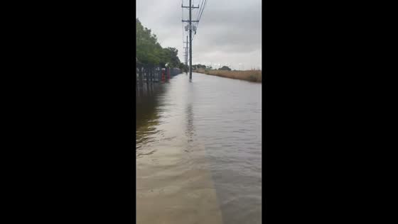 Coastal flooding and rain‑soaked streets in East Islip, New York, USA