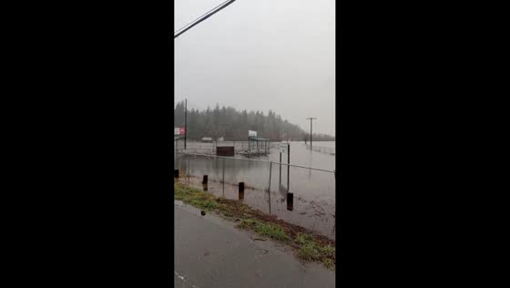 Extreme flood engulfs baseball field in Fall City, Washington, USA