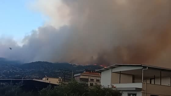 Wildfire spreads toward neighborhoods on Madran Mountain in Aydın in Çine, Aydın, Turkey