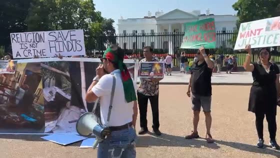 Protesters rally outside of White House against attacks on Hindus in Bangladesh