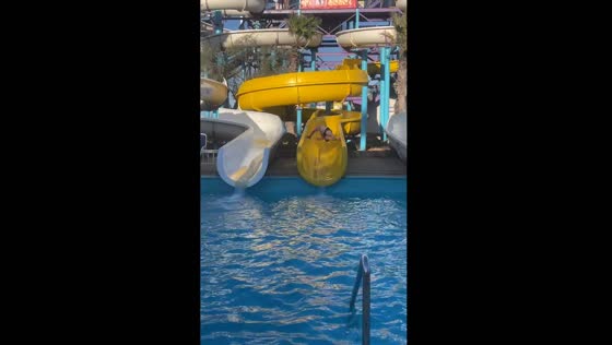 Gravity-defying waterslide flip in Malta