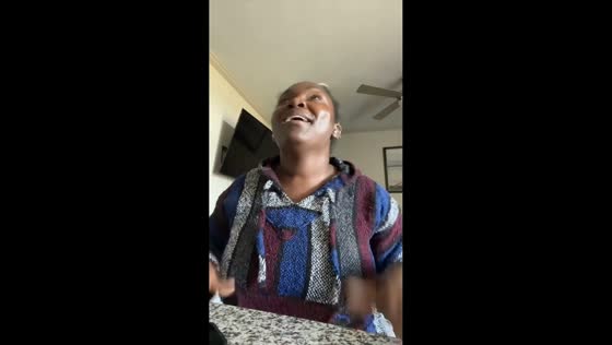 Woman falls with chair while turning around in Houston, USA
