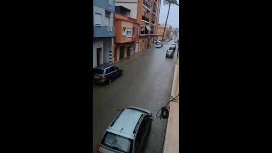 Heavy downpours and flooding affects in Carcaixent, Spain