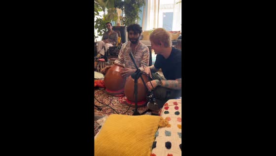 Ed Sheeran jams on ghatam in Mumbai, India