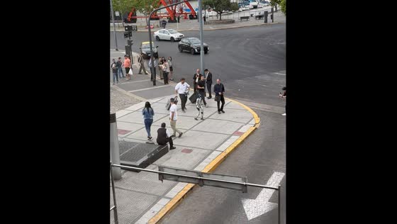 Robot walks among people and interacts in Puerto Madero, Buenos Aires