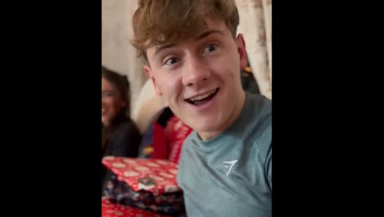 Surprised reaction to Christmas gift in Ireland