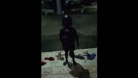 Girl returns home covered in mud after fall in Tangerang, Indonesia