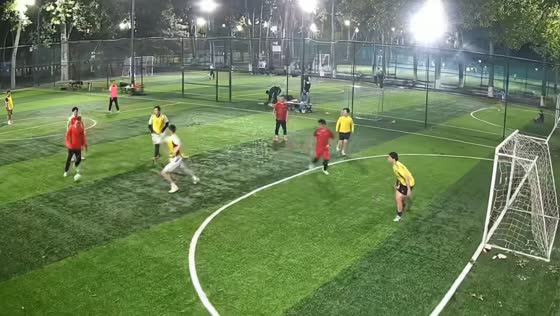Rebound goal scored during amateur football match in Beijing, China