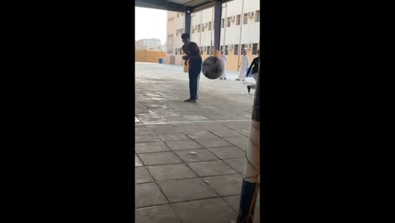 Football ball unexpectedly flies toward the spectators in Jeddah, Saudi Arabia