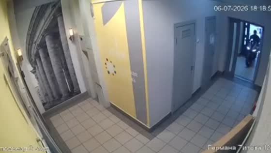Man rides motorcycle into apartment building elevator in Khimki, Russia