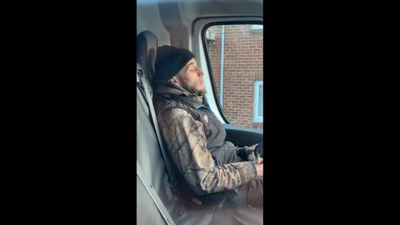 Truck driver startled awake during a break in Castleside, UK