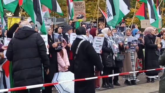 Solidarity rally for Gaza at Wittenberg Platz, Berlin, Germany