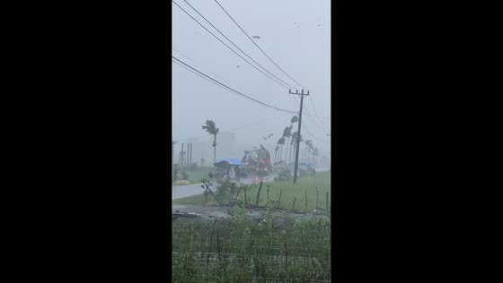 House destroyed by strong wind during storm in Tangse, Pidie, Indonesia