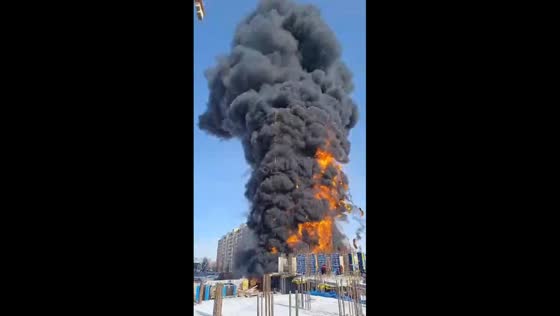 Fire engulfs unfinished high-rise in Tver, Russia