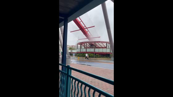 Pedestrians soaked by roller coaster splash in Shanghai, China