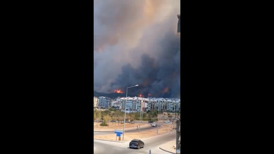 Fire threatens Canakkale State Hospital amid forest blaze in Canakkale, Turkey
