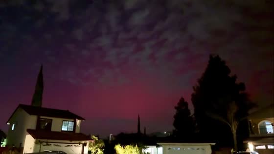 Rare pink aurora borealis lights up the sky over San Jose, California