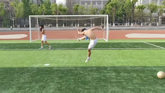 Blindfolded teens attempt funny football challenge in Shandong, China