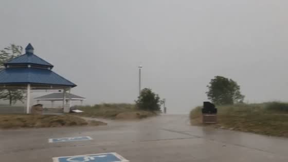 Heavy rain, strong winds, and thunder during storm in Port Elgin, Ontario, Canada