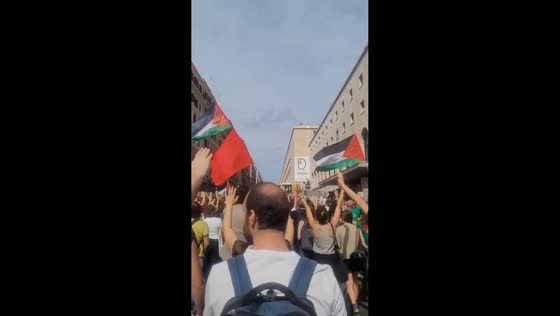 Pro-Palestine march near Termini Station in Rome, Italy