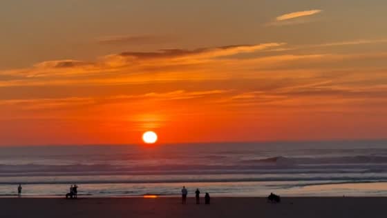 Golden sunset over the ocean in Ogunquit, Maine
