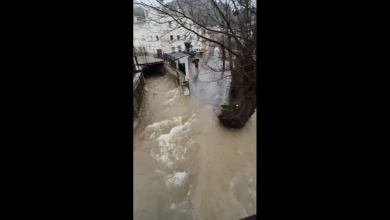 Segura River swells after heavy rain in Pontones, Murcia, Spain