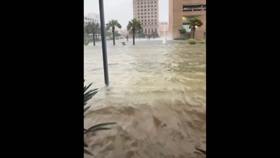 Severe flooding in Galveston, Texas from hurricane Beryl