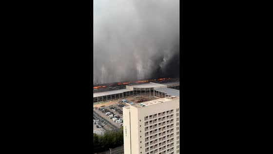 Massive flames and smoke seen at BYD factory fire in Shenzhen, China