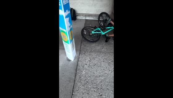 Bicycle crash into propane cage at Renders in Nesquehoning, Pennsylvania
