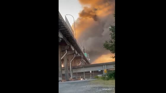 Massive fire engulfs decommissioned railway trestle near Oak Street Bridge