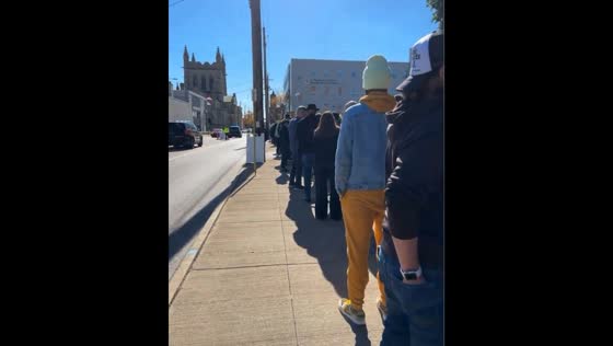 Long queue for early voting in Cleveland, Ohio