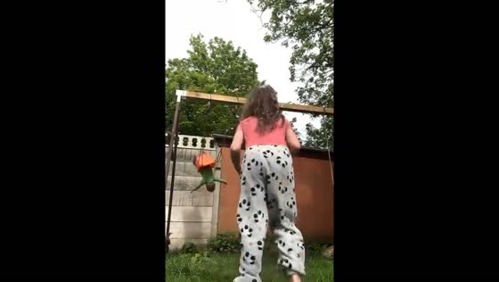 Sister's playful push turns terrifying on swing