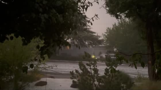 Intense hailstorm and lightning light up the sky in Reno, Nevada, USA