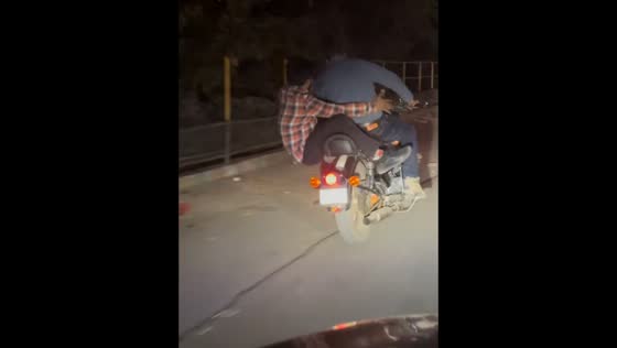 Motorcycle trick ends in crash in Delhi, India