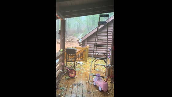 Flood waters threaten home in Avery County, North Carolina