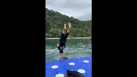 Backflip into water ends with surprise landing in Terengganu, Malaysia