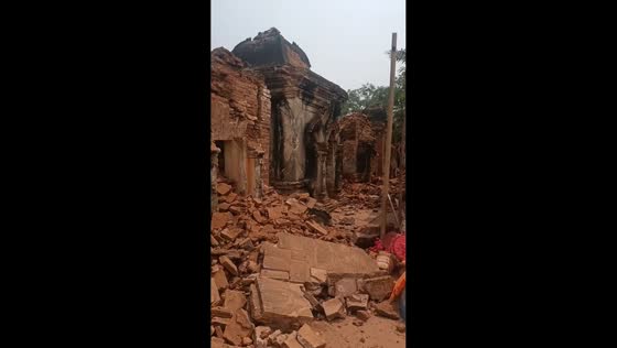 Earthquake damages historic temple at UNESCO site in Mandalay, Myanmar