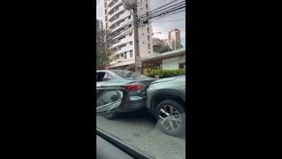 Rear-end collision caught on camera in Curitiba, Brazil