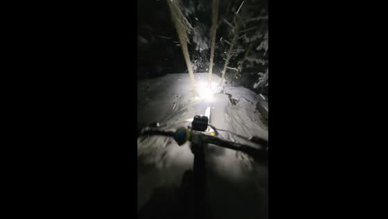 Night ride: snowy trails in British Columbia